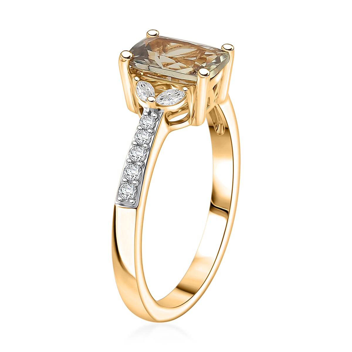 D'Joy AAA Turkizite and Moissanite 2.00 ctw Blooming Petals Ring in 18K Vermeil Yellow Gold Over Sterling Silver (Size 6.0)