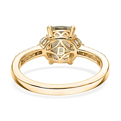 D'Joy AAA Turkizite and Moissanite 2.00 ctw Blooming Petals Ring in 18K Vermeil Yellow Gold Over Sterling Silver (Size 6.0)