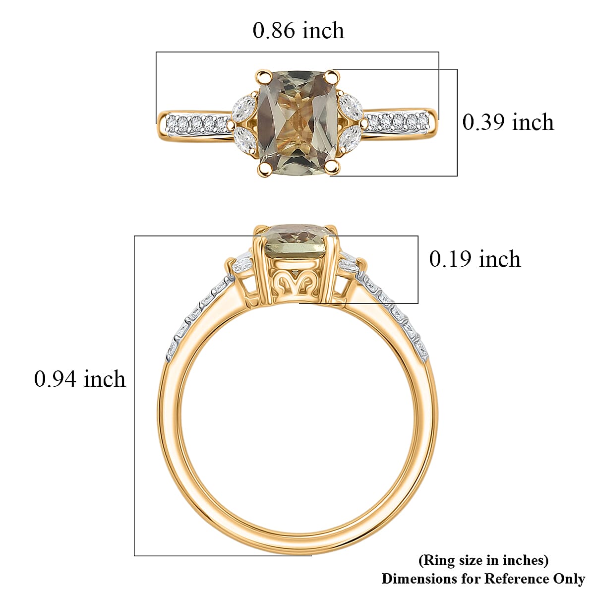 D'Joy AAA Turkizite and Moissanite 2.00 ctw Blooming Petals Ring in 18K Vermeil Yellow Gold Over Sterling Silver (Size 6.0)