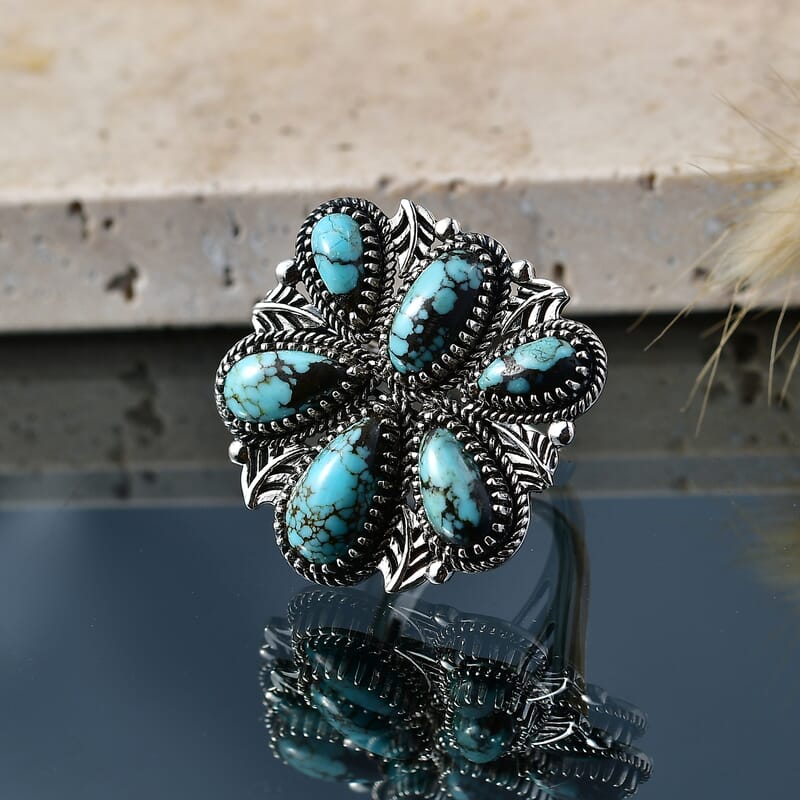 D'Joy Artisan Crafted Premium Blue Moon Turquoise 6.00 ctw Ring in Sterling Silver (Size 10.0)