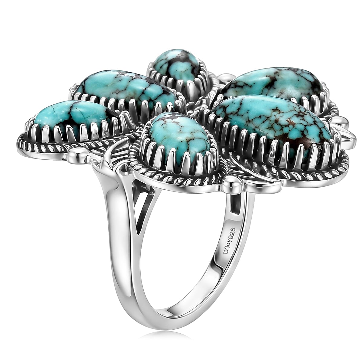 D'Joy Artisan Crafted Premium Blue Moon Turquoise 6.00 ctw Ring in Sterling Silver (Size 10.0)