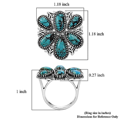 D'Joy Artisan Crafted Premium Blue Moon Turquoise 6.00 ctw Ring in Sterling Silver (Size 10.0)