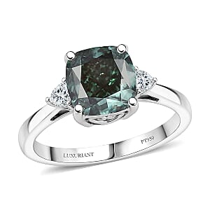 950 Platinum Luxuriant Lab Grown Green Diamond (IR) and Lab Grown Diamond (VS) Ring (Size 10.0) (4.55 g) (Ships in 10-12 Days) 2.90 ctw