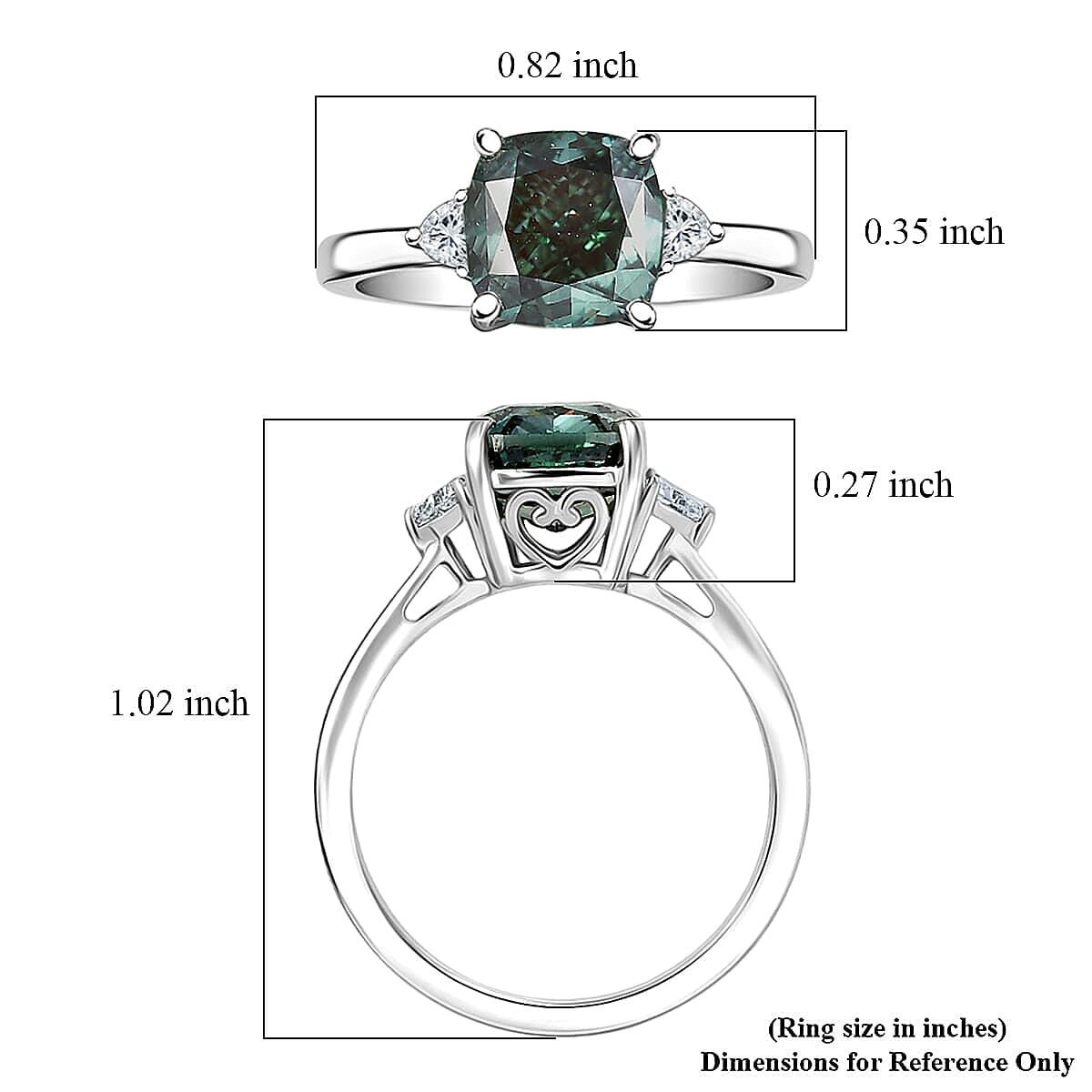 950 Platinum Luxuriant Lab Grown Green Diamond (IR) and Lab Grown Diamond (VS) Ring (Size 10.0) (4.55 g) (Ships in 10-12 Days) 2.90 ctw image number 5