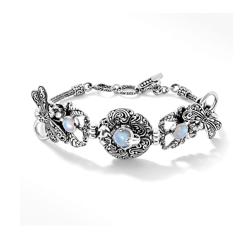 D'Joy Bali Legacy Ethiopian Welo Opal 2.70 ctw Dragonfly Bracelet in Sterling Silver (8.00 In)