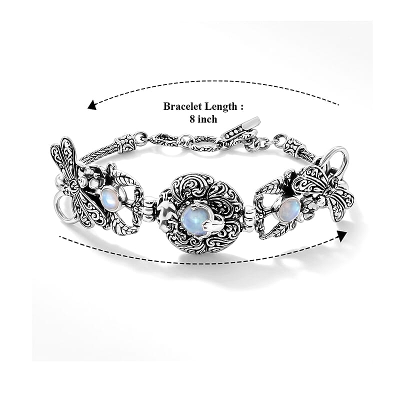 D'Joy Bali Legacy Ethiopian Welo Opal 2.70 ctw Dragonfly Bracelet in Sterling Silver (8.00 In)