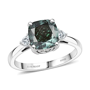 Luxuriant Lab Grown Green Diamond (IR) and Lab Grown Diamond VS 2.90 ctw Classic Spark Ring in 950 Platinum (Size 6.0) 4.55 Grams (Ships in 10-12 Days)