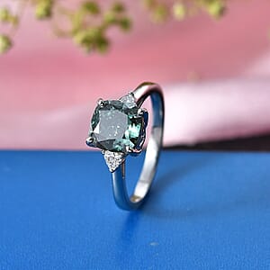 Luxuriant Lab Grown Green Diamond (IR) and Lab Grown Diamond VS 2.90 ctw Classic Spark Ring in 950 Platinum (Size 6.0) 4.55 Grams (Ships in 10-12 Days)