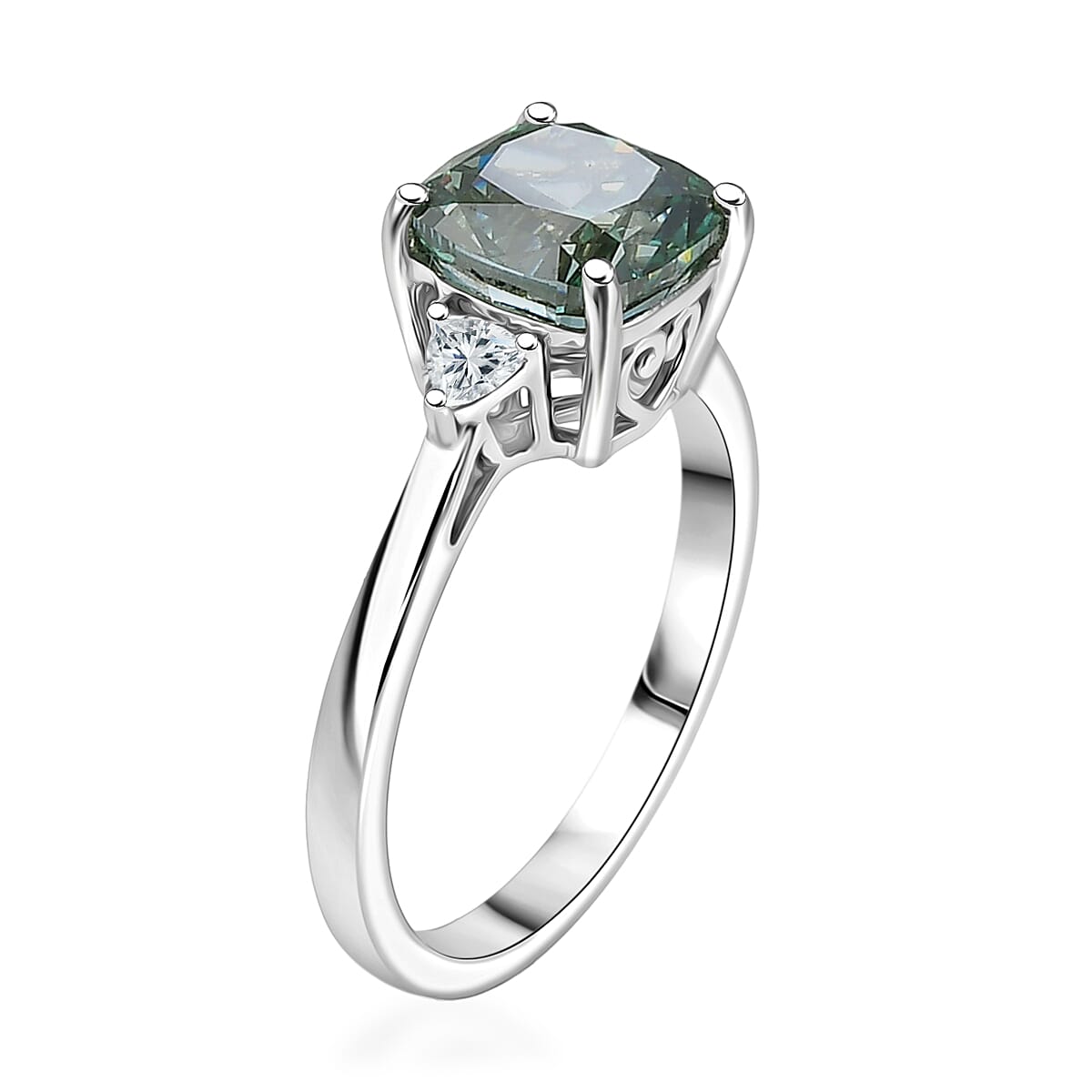 Luxuriant Lab Grown Green Diamond (IR) and Lab Grown Diamond VS 2.90 ctw Classic Spark Ring in 950 Platinum (Size 6.0) 4.55 Grams (Ships in 10-12 Days) image number 3