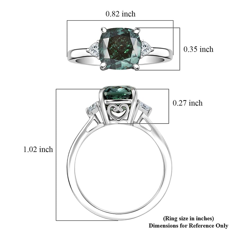 Luxuriant Lab Grown Green Diamond (IR) and Lab Grown Diamond VS 2.70 ctw Classic Spark Ring in 950 Platinum (Size 6.0) 4.55 Grams