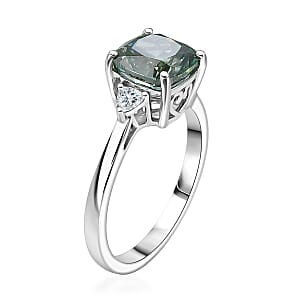 Luxuriant Lab Grown Green Diamond (IR) and Lab Grown Diamond VS 2.70 ctw Classic Spark Ring in 950 Platinum (Size 7.0) 4.55 Grams