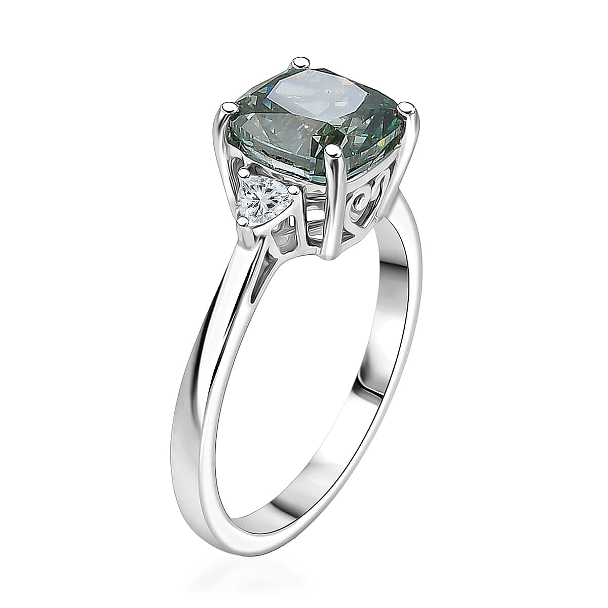 950 Platinum Luxuriant Lab Grown Green Diamond (IR) and Lab Grown Diamond (VS) Ring (Size 8.5) (4.55 g) (Ships in 10-12 Days) 2.90 ctw image number 3
