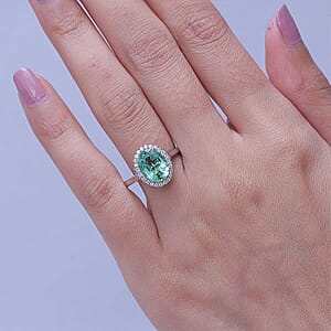 Certified & Appraised Rhapsody AAAA Arquiana Mint Tourmaline and Diamond E-F VS 3.62 ctw Ring in 950 Platinum (Size  10.0) 5.75 Grams