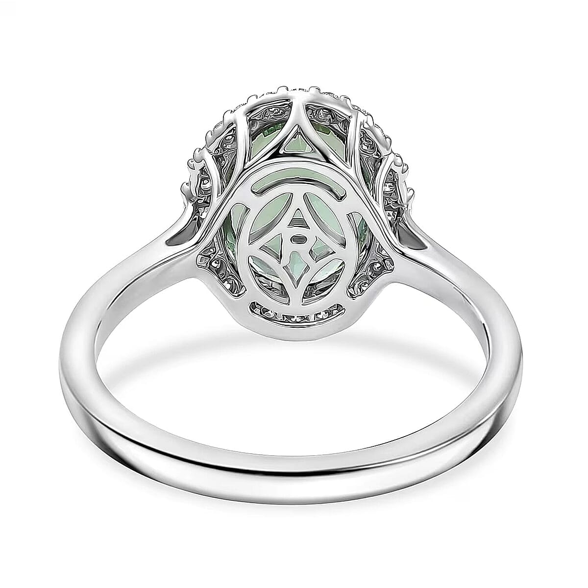 Certified & Appraised Rhapsody AAAA Arquiana Mint Tourmaline and Diamond E-F VS 3.62 ctw Ring in 950 Platinum (Size  10.0) 5.75 Grams image number 6