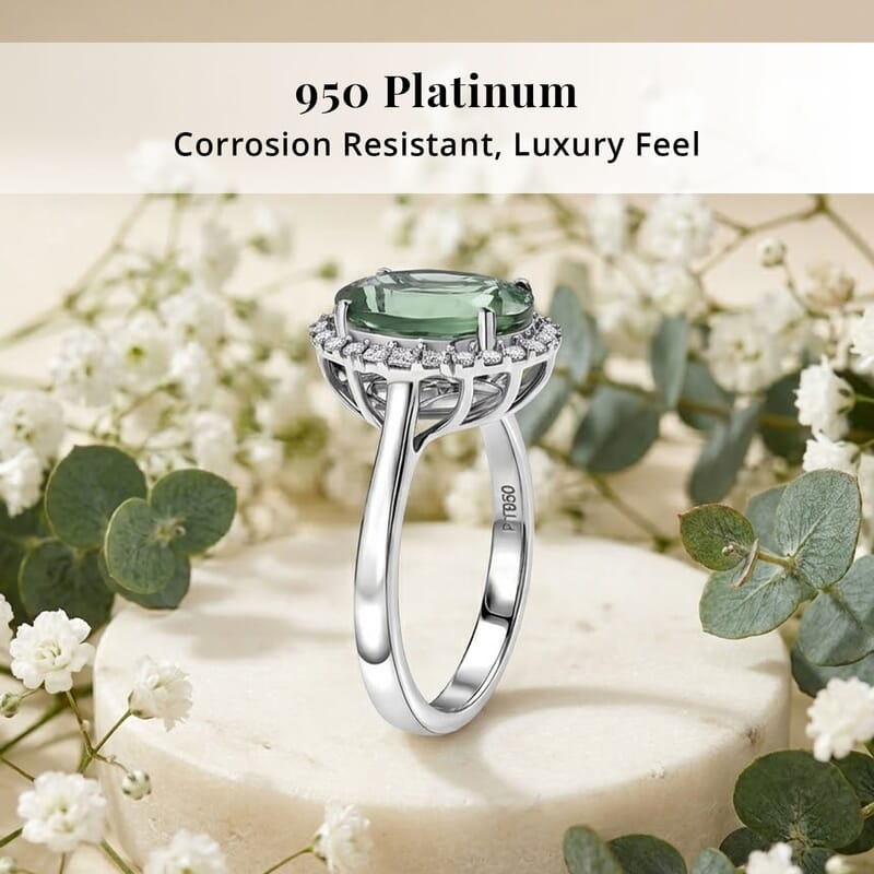 Certified & Appraised Rhapsody AAAA Arquiana Mint Tourmaline and Diamond E-F VS 3.62 ctw Ring in 950 Platinum (Size  6.0)  5.75 Grams