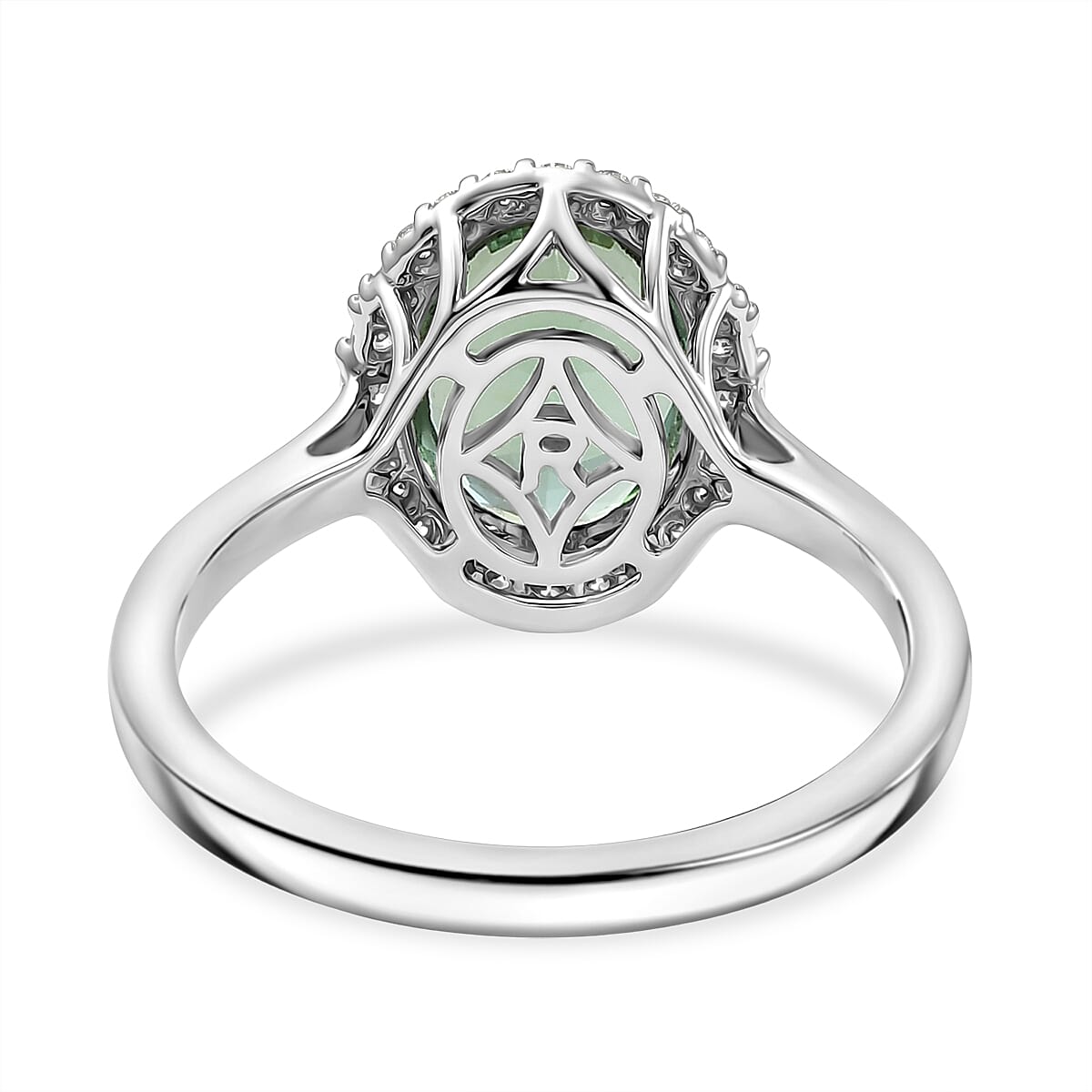 Certified & Appraised Rhapsody 950 Platinum AAAA Arquiana Mint Tourmaline, Diamond (E-F, VS) (0.28 cts) Ring (Size 10.0) (5.75 g) 3.62 ctw image number 4