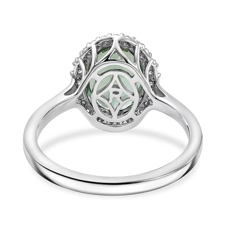 Certified & Appraised Rhapsody AAAA Arquiana Mint Tourmaline and Diamond E-F VS 3.62 ctw Ring in 950 Platinum (Size  6.0)  5.75 Grams