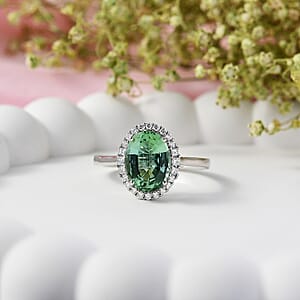 Certified & Appraised Rhapsody AAAA Arquiana Mint Tourmaline and Diamond E-F VS 3.62 ctw Ring in 950 Platinum (Size  7.0)  5.75 Grams
