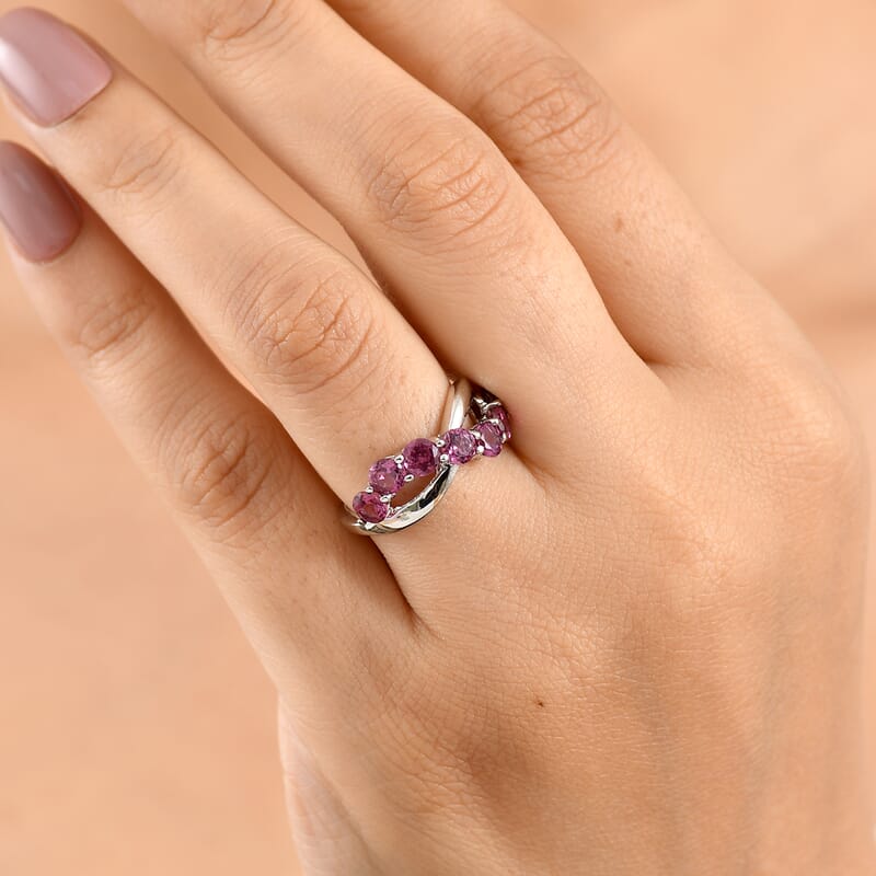 EverTrue Tanzanian Wine Garnet 2.45 ctw Ring in Platinum Bond (Size  6.0)