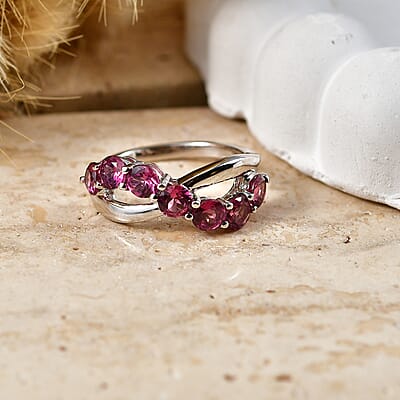 EverTrue Tanzanian Wine Garnet 2.45 ctw Ring in Platinum Bond (Size  7.0)