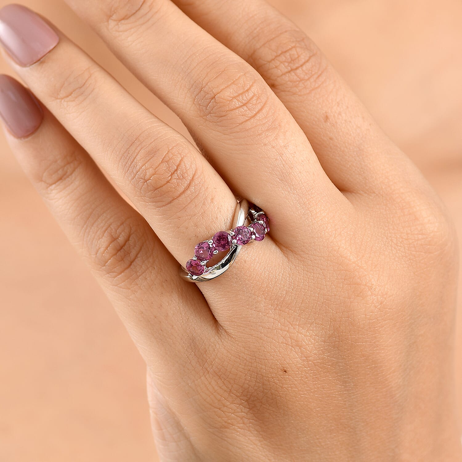 EverTrue Tanzanian Wine Garnet 2.45 ctw Ring in Platinum Bond (Size  7.0)