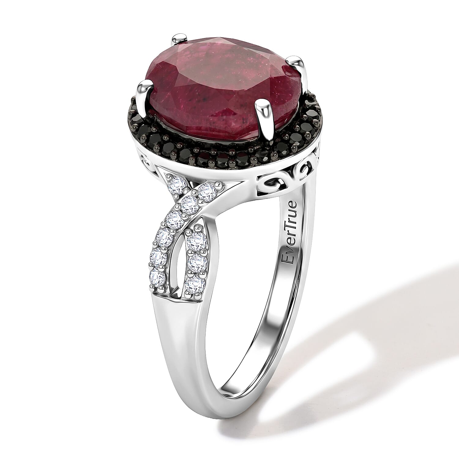 EverTrue Indian Ruby and Multi Gemstone 4.80 ctw Ring in Platinum Bond (Size 7.0)