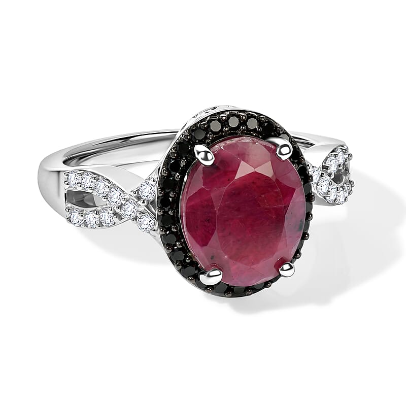 EverTrue Indian Ruby and Multi Gemstone 4.80 ctw Ring in Platinum Bond (Size 9.0)