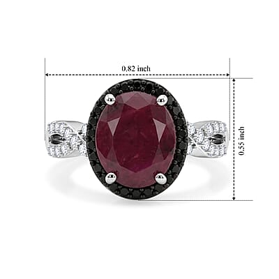 EverTrue Indian Ruby and Multi Gemstone 4.80 ctw Ring in Platinum Bond (Size 9.0)
