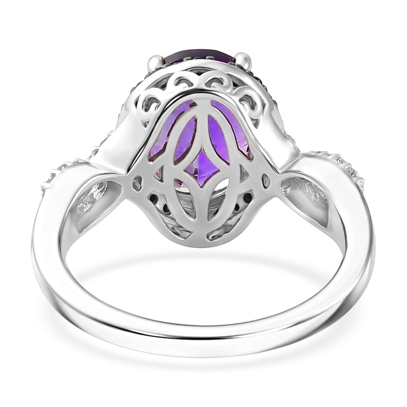 EverTrue Moroccan Amethyst and Multi Gemstone 3.00 ctw Ring in Platinum Bond (Size 10.0)