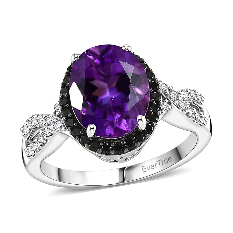 EverTrue Moroccan Amethyst and Multi Gemstone 3.00 ctw Ring in Platinum Bond (Size 6.0)