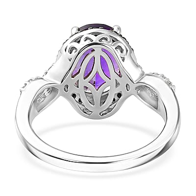 EverTrue Moroccan Amethyst and Multi Gemstone 3.00 ctw Ring in Platinum Bond (Size 6.0)