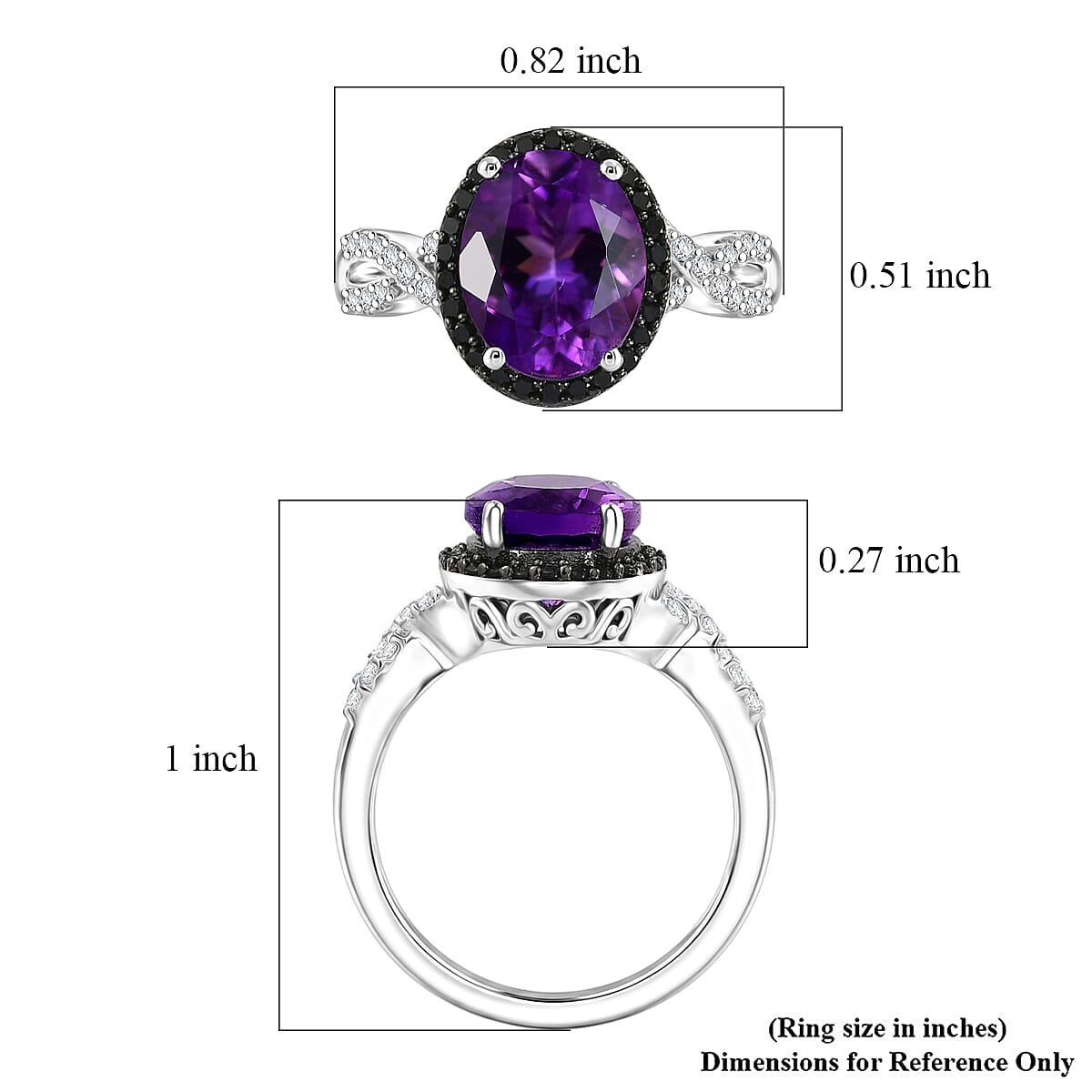 EverTrue Moroccan Amethyst and Multi Gemstone 3.00 ctw Ring in Platinum Bond (Size 8.0)