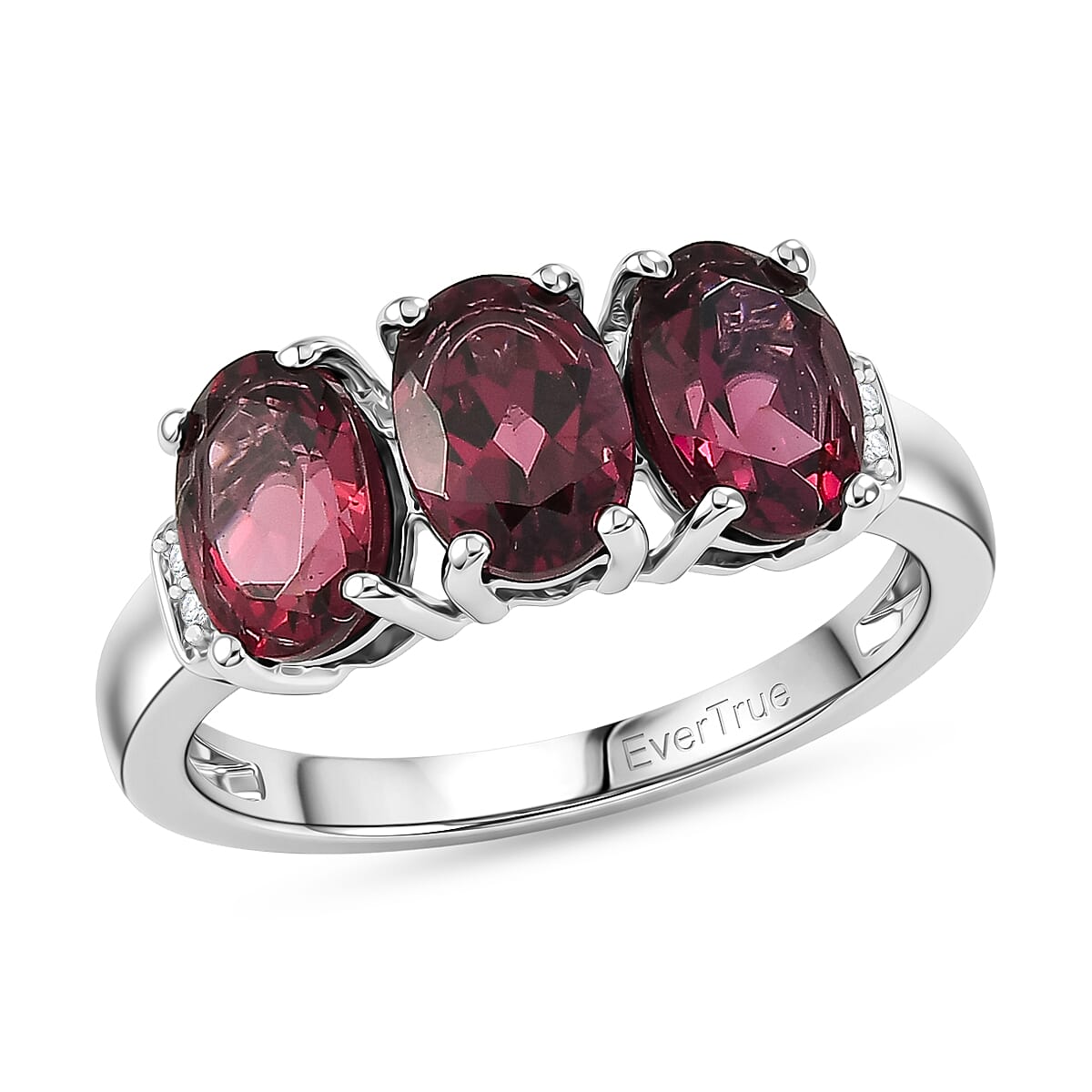 EverTrue Orissa Rose Garnet and White Zircon 3.00 ctw Ring in Platinum Bond (Size 6.0)