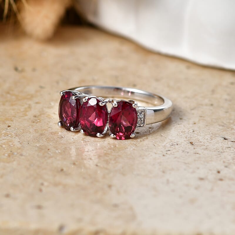 EverTrue Orissa Rose Garnet and White Zircon 3.00 ctw Ring in Platinum Bond (Size 6.0)