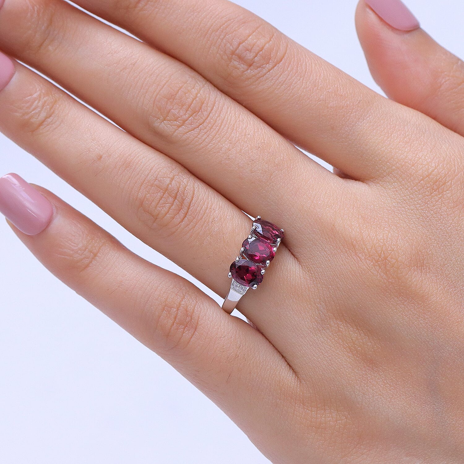 EverTrue Orissa Rose Garnet and White Zircon 3.00 ctw Ring in Platinum Bond (Size 6.0)