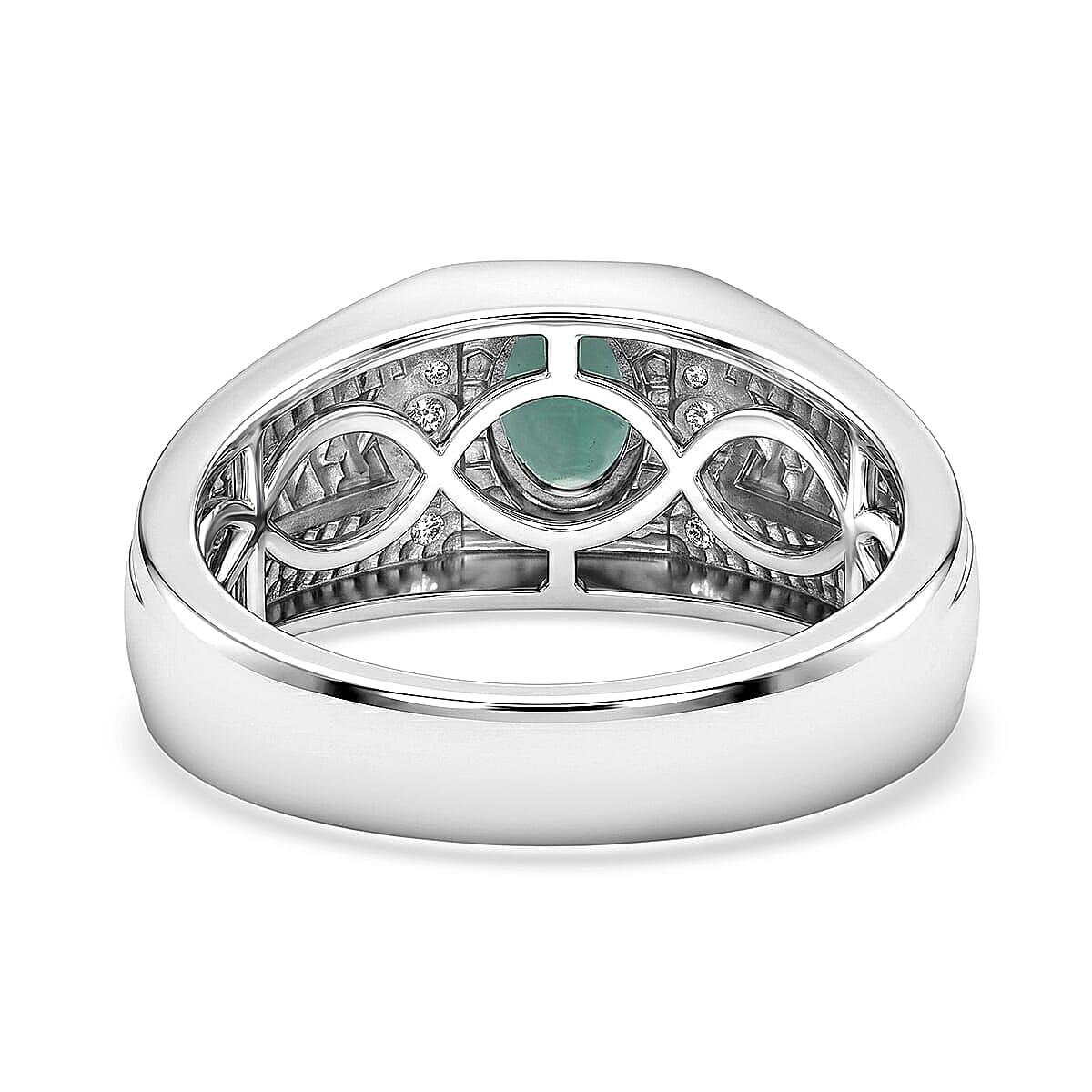 EverTrue Grandidierite and White Zircon 0.90 ctw Men's Ring in Platinum Bond (Size 11.0)