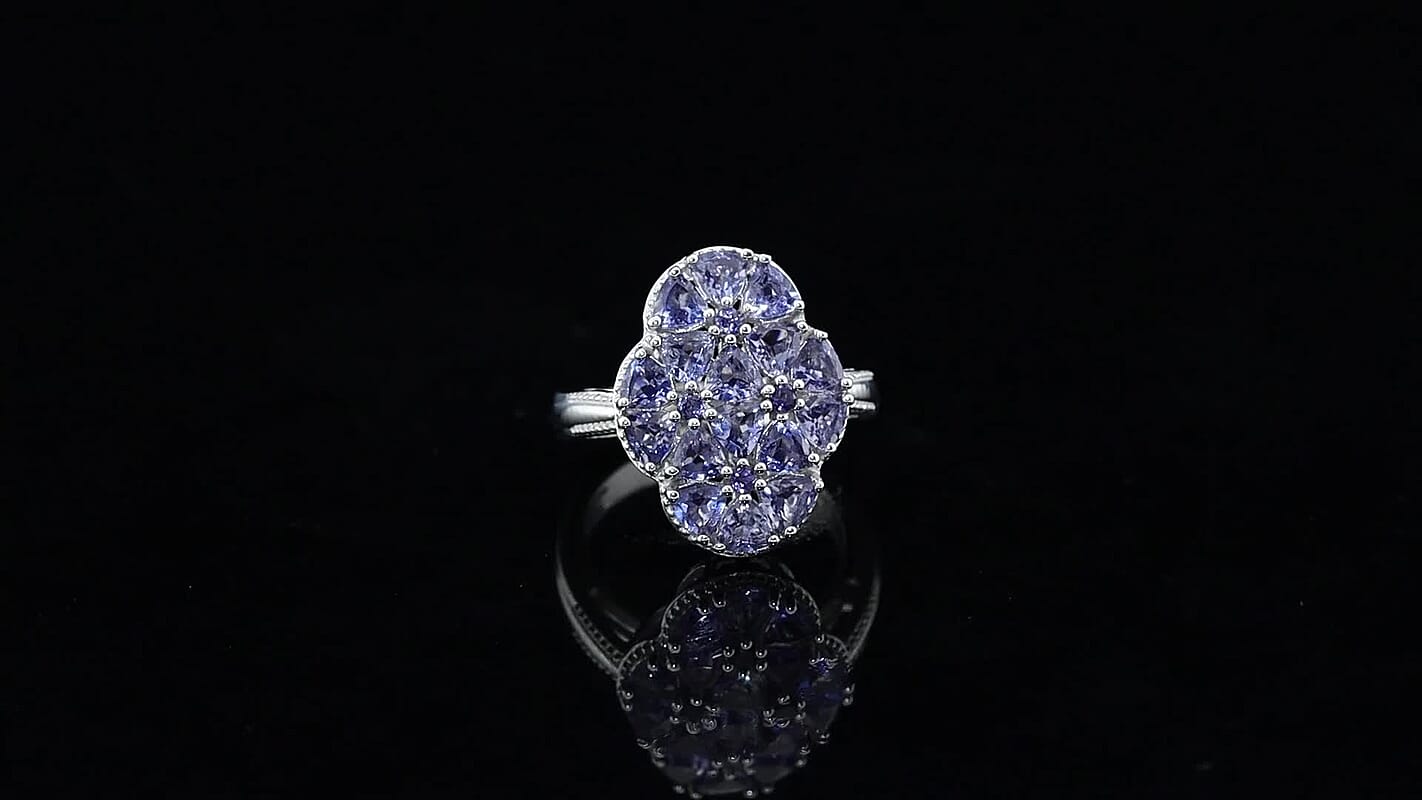 EverTrue AAAA Catalina Iolite Cluster Ring in Platinum Bond (Size 10.0) 2.25 ctw
