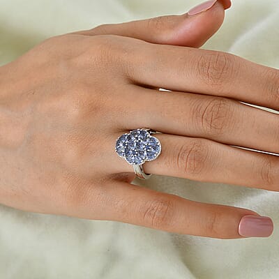 EverTrue AAAA Catalina Iolite 2.25 ctw Cluster Ring in Platinum Bond (Size 6.0)