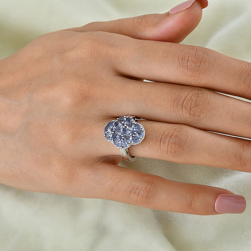 EverTrue AAAA Catalina Iolite 2.25 ctw Cluster Ring in Platinum Bond (Size 6.0)