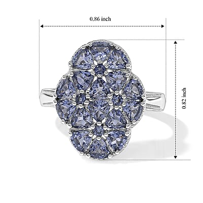 EverTrue AAAA Catalina Iolite 2.25 ctw Cluster Ring in Platinum Bond (Size 6.0)