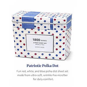 American Thread Collection 4pc Patriotic Polka Dot Microfiber Sheet Set -Twin