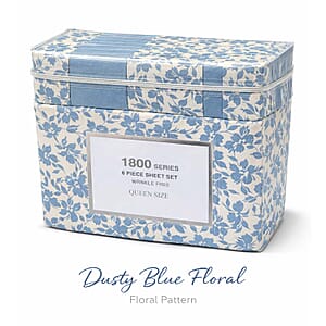 American Thread Collection 4pc Dusty Blue Floral Microfiber Sheet Set -Twin