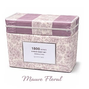 American Thread Collection 6pc Mauve Floral Microfiber Sheet Set -Queen