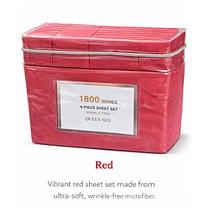 American Thread Collection 6pc Red Microfiber Sheet Set -Full