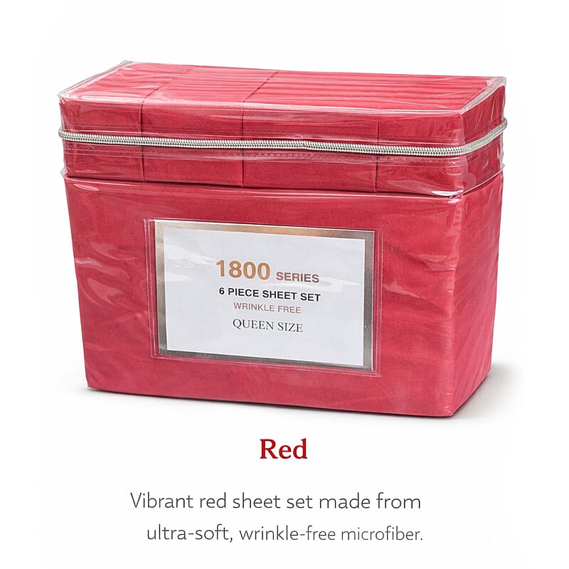 American Thread Collection 6pc Red Microfiber Sheet Set -Full