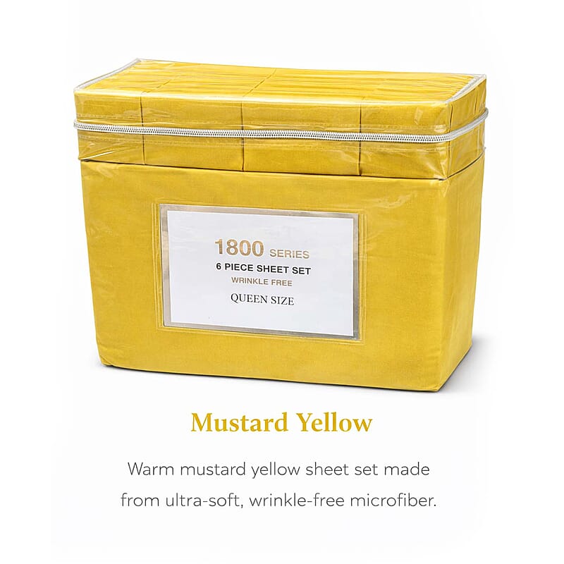 American Thread Collection 6pc Mustard Microfiber Sheet Set -Full