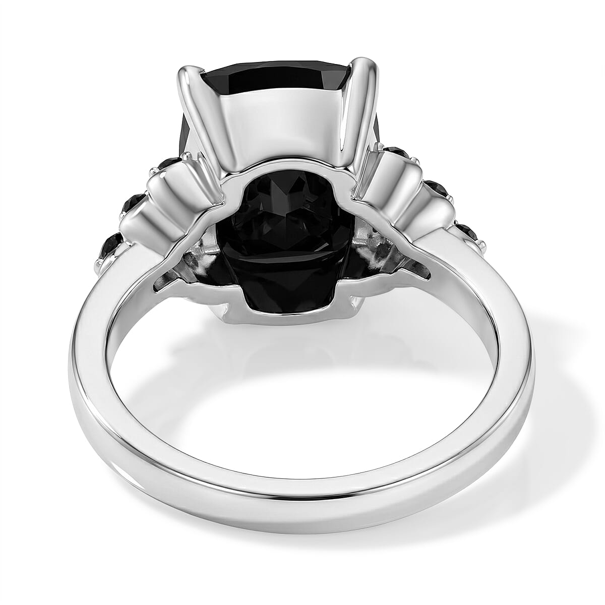 EverTrue Thai Black Spinel Ring in Stainless Steel (Size 10.0) 5.70 ctw