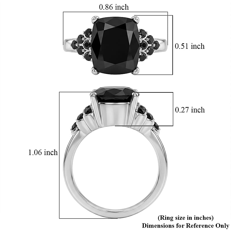 EverTrue Australian Black Tourmaline and Thai Black Spinel 6.35 ctw Ring in Stainless Steel (Size 10.0)