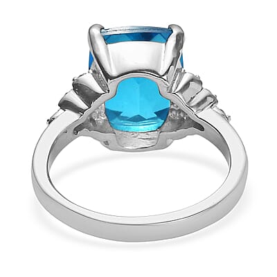 EverTrue Carribean Quartz and Signity Sum Blue Topaz 5.40 ctw Ring in Stainless Steel (Size 8.0)