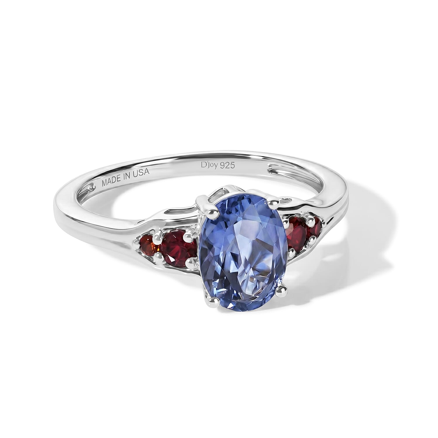D'Joy Color Change Fluorite and Mozambique Garnet 1.75 ctw Ring in Rhodium Over Sterling Silver (Size 7.0)